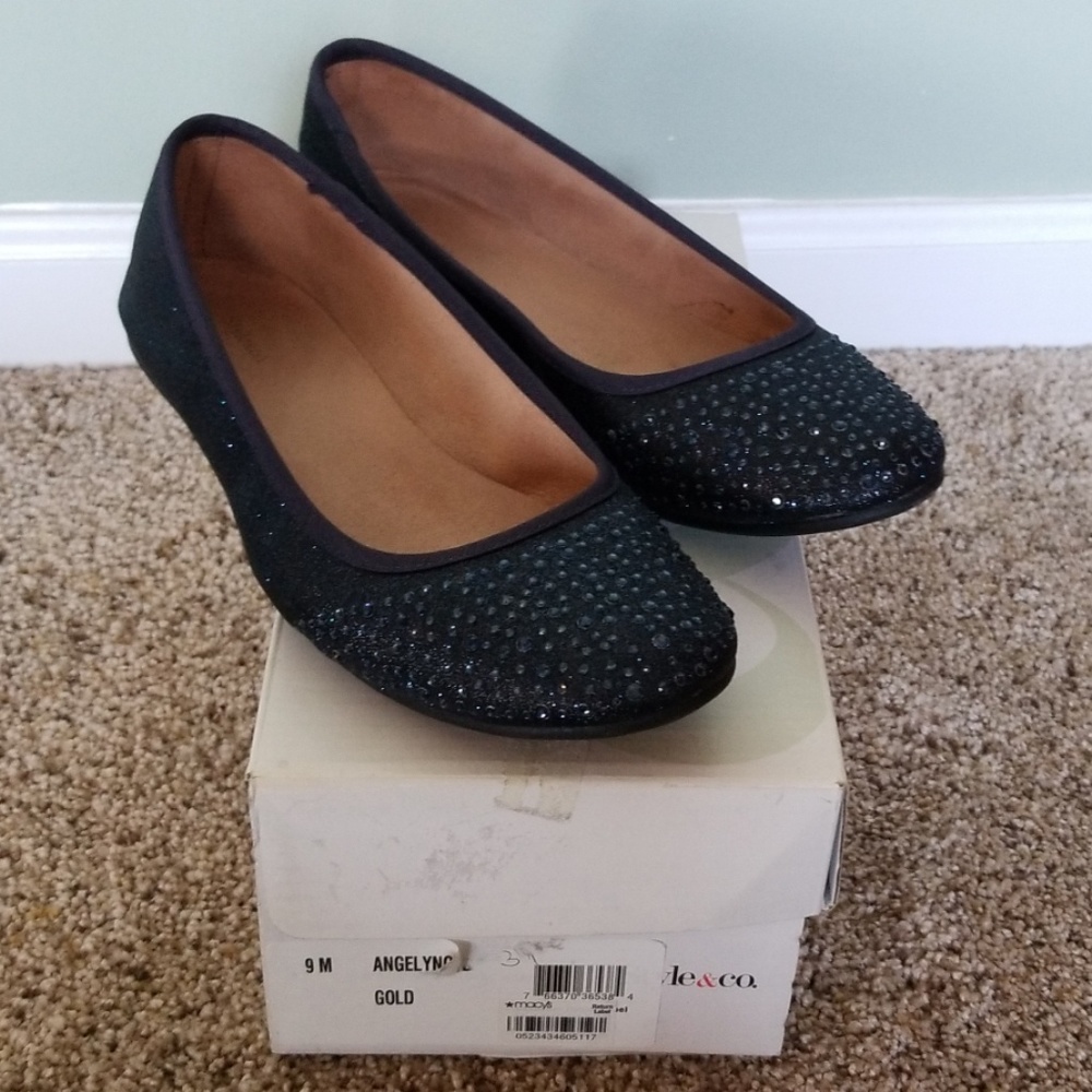 Blue beaded/glitter flats